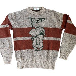 Vintage Arrow World Greatest Peanuts Snoopy Sweater Tan with Rust Unisex